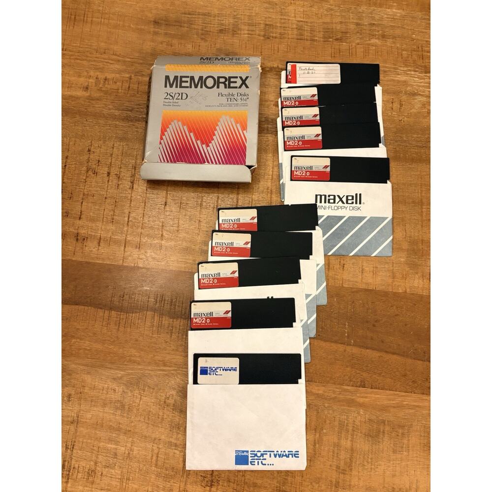 Vintage Memorex Box Of 10 Floppy Disks